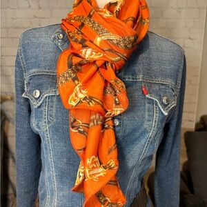 Ralph Lauren Silk Equestrian horse shoe & bridle scarf